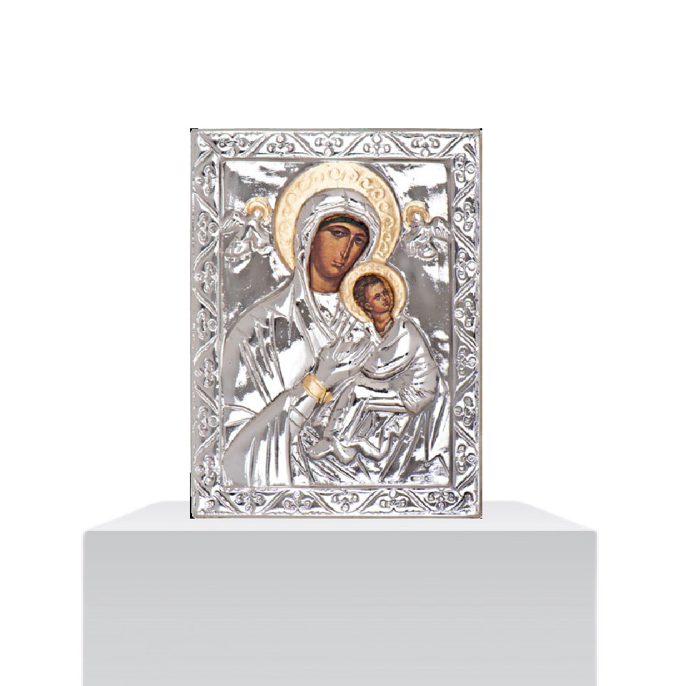 Icona bizantina madonna con bambino di . Argento online