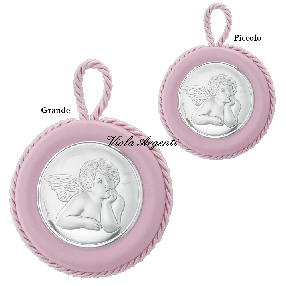 Medaglione culla angelo rosa di . Argento online