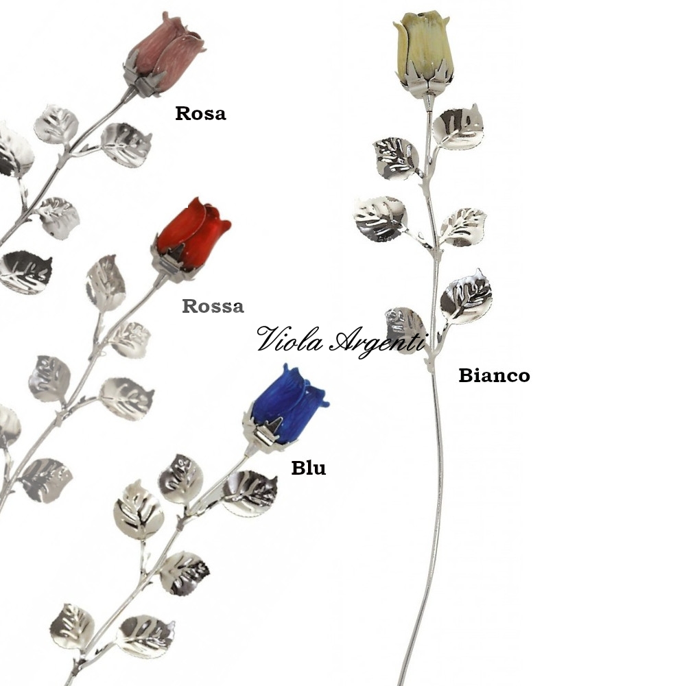 Bocciolo di rosa smalto e argento di . Argento online