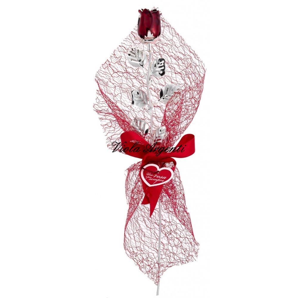 Rosa rossa scarlatta di . Argento online
