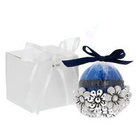 Candela rotonda azzurra con margherite - 4