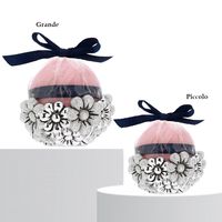 Candela rotonda rosa con margherite - 3