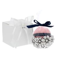 Candela rotonda rosa con margherite - 4