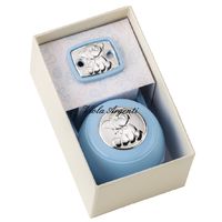 Scatola e pinza ciuccio elefante azzurro