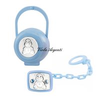 Scatola e pinza ciuccio orsetto azzurro