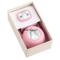 Scatola e pinza ciuccio orsetto rosa