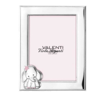 Cornice Portafoto in Miro Silver 999 con Elefantino rosa