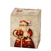 Candela Natalizia in Bicchiere di Vetro Decorato – Babbo Natale bianco