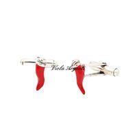 Gemelli argento con cornetto rosso