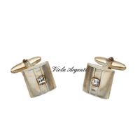 Gemelli argento quadrati con Swarovski