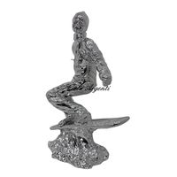 Scultura Atleta Snowboarder in Resina Argentata
