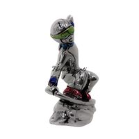 Snowboarder - scultura in resina argentata