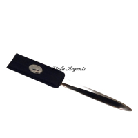 Tagliacarte blu in tessuto con doblone argentato