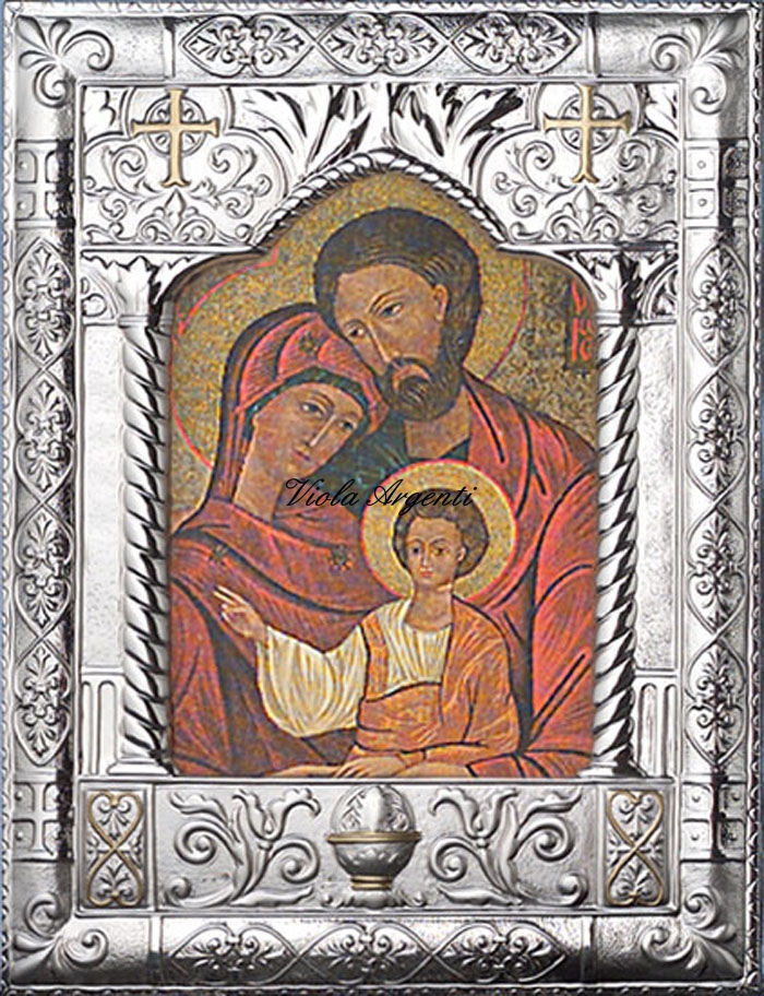 Icona Sacra Famiglia Bizantina di . Argento online