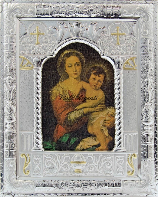 Icona Bizantina Madonna del Cardellino di . Argento online
