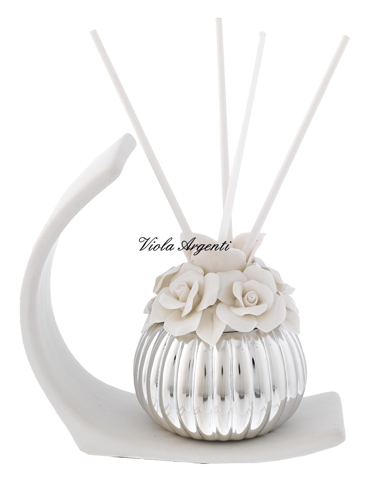 Profumatore rose fesoni con base ad arco stilizzato di . Argento online