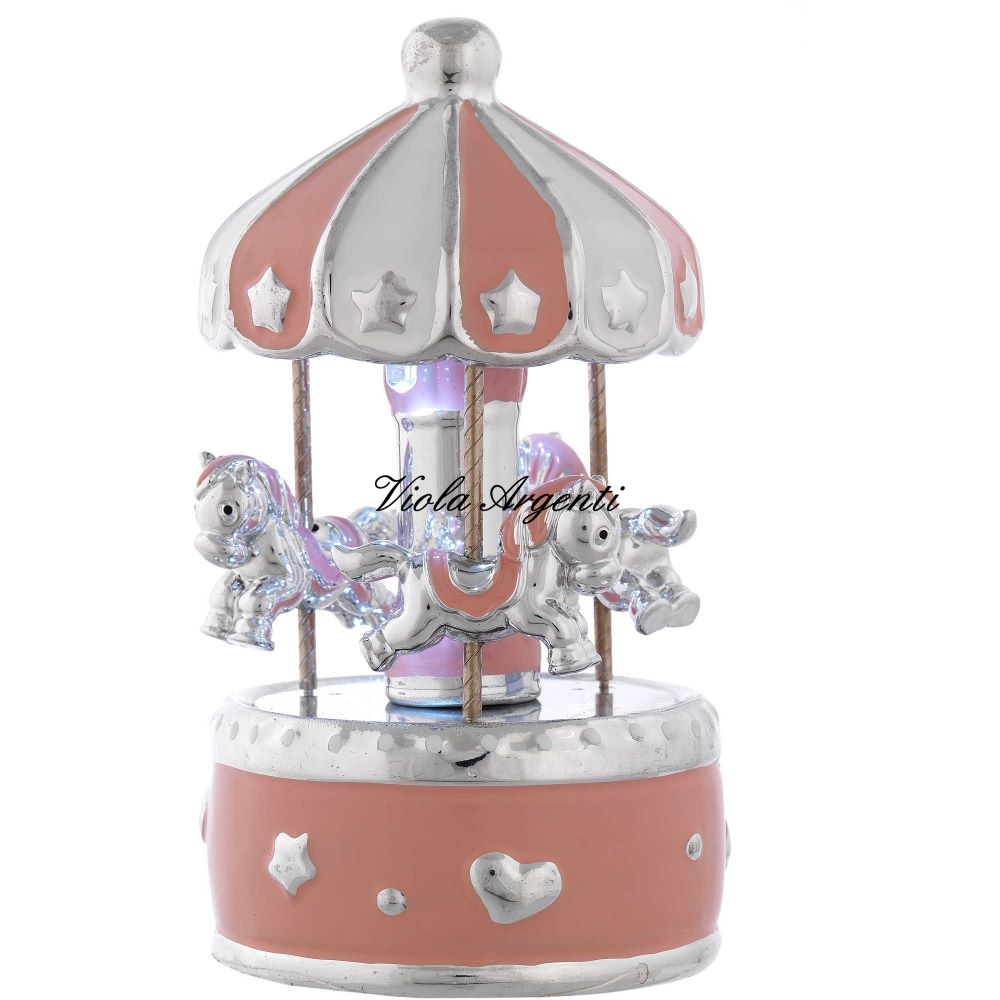 Giostra stelle e cuori rosa cavalli di . Argento online