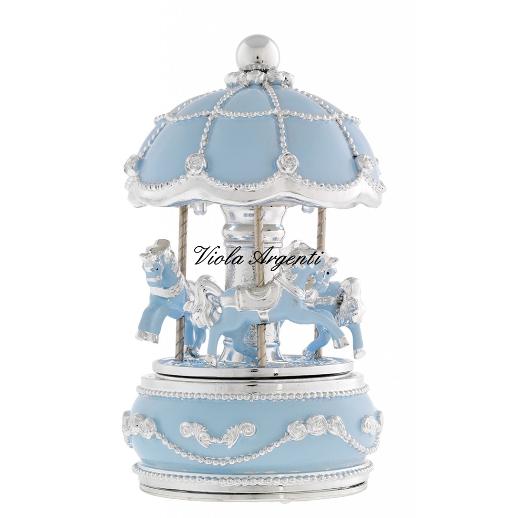 Giostra azzurra cavalli con luce di . Argento online