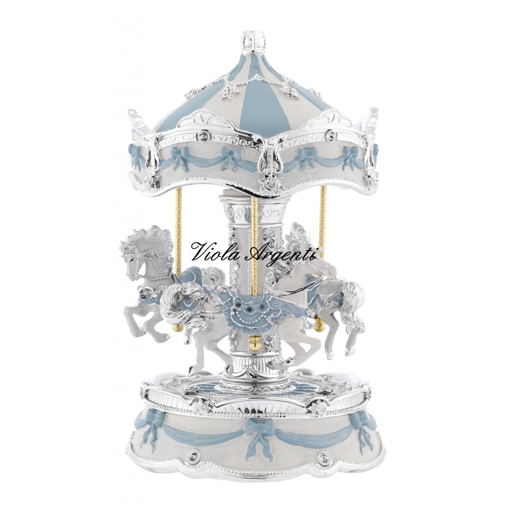 Giostra azzurra cavalli di . Argento online