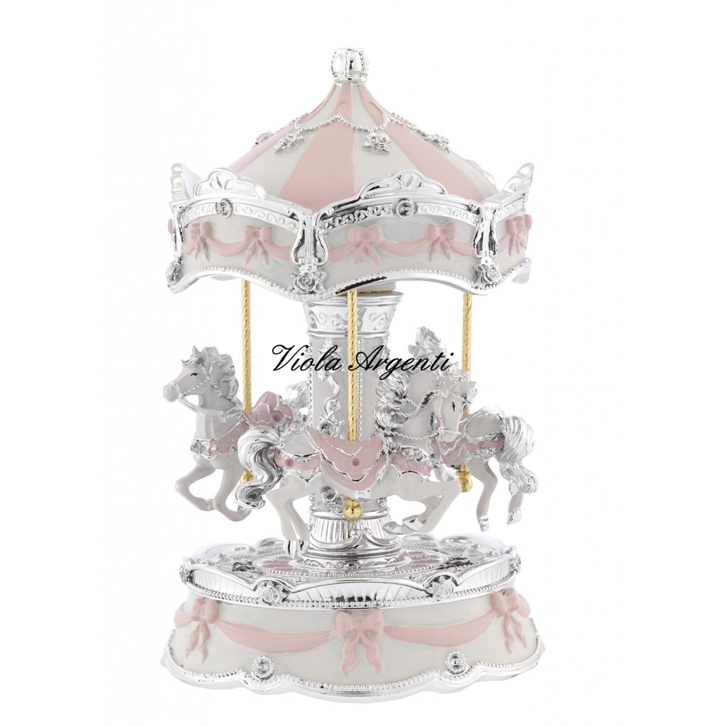 Giostra rosa cavalli di . Argento online