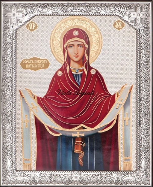 Icona russa Pokrova di . Argento online