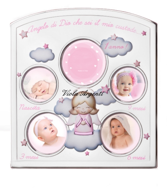 Cornice primo anno angelo di . Argento online