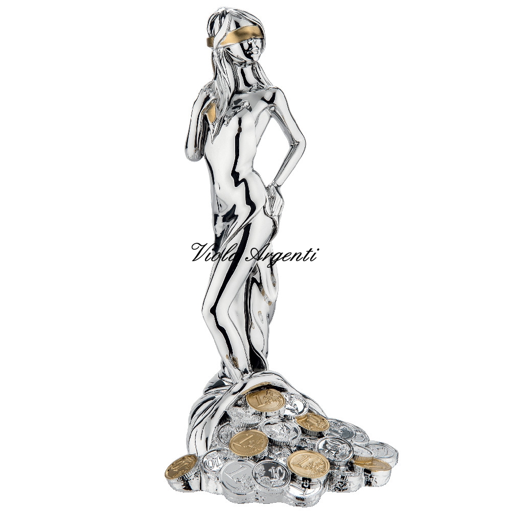 Dea bendata in piedi di . Argento online