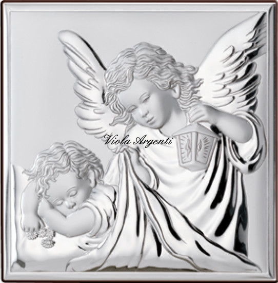 Quadro quadrato angelo protettore di . Argento online