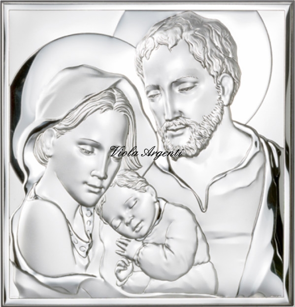 Quadro quadrato sacra famiglia di . Argento online