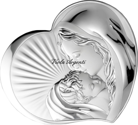 Quadro cuore madonna con bimbo di . Argento online