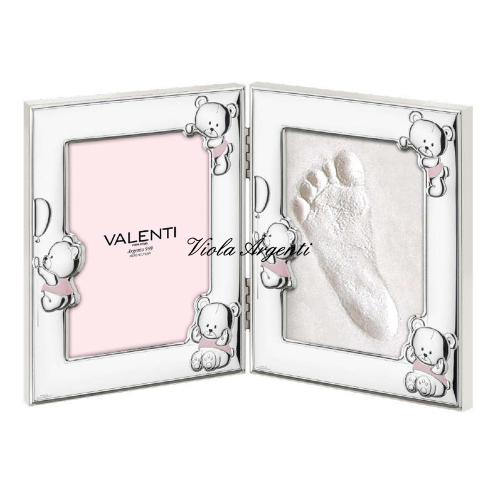 Cornice doppia impronte e orsetti rosa di . Argento online