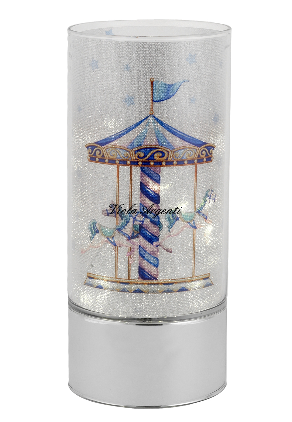 Lampada con giostre cavalli azzurra di . Argento online