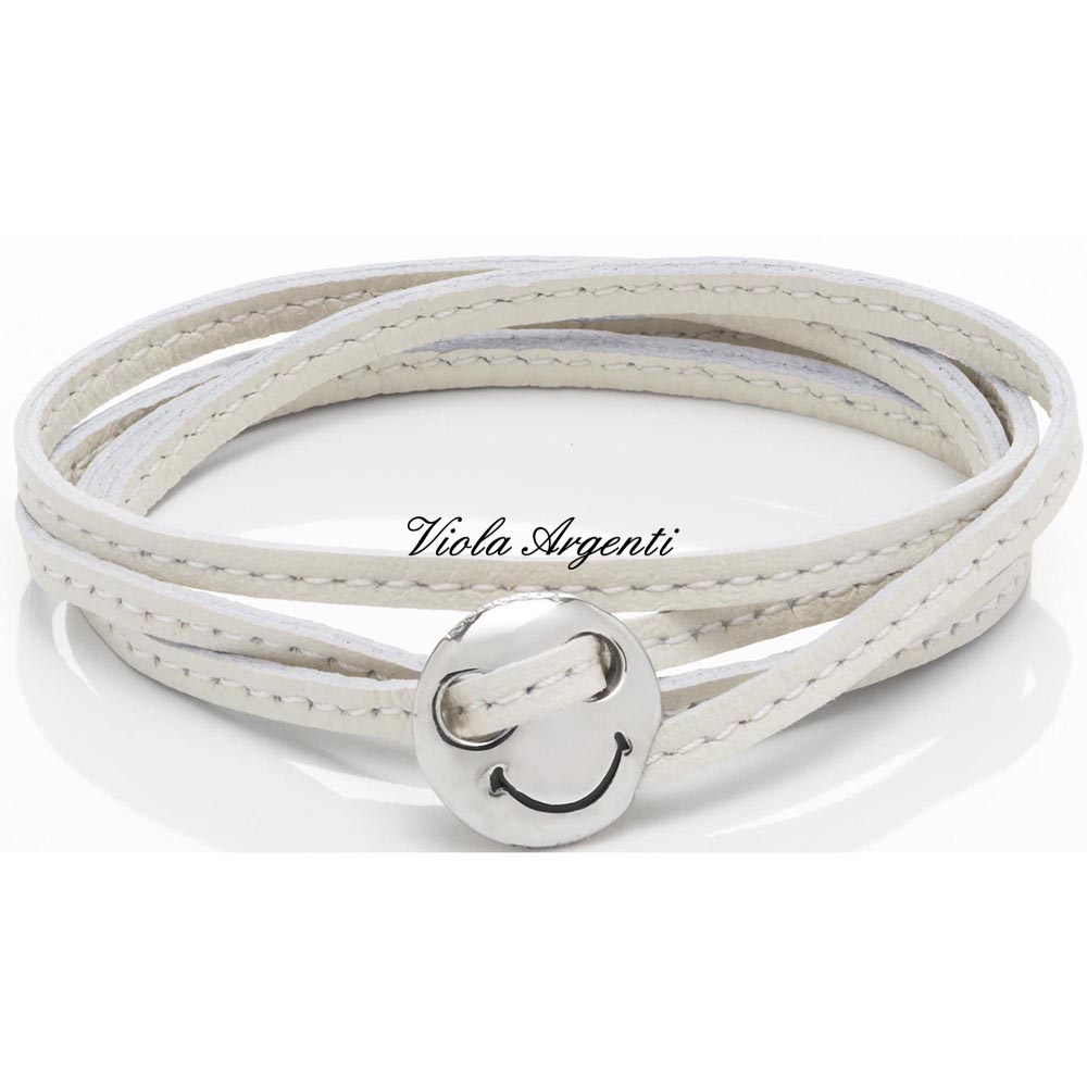 Bracciale cuoio Emoticons di . Argento online