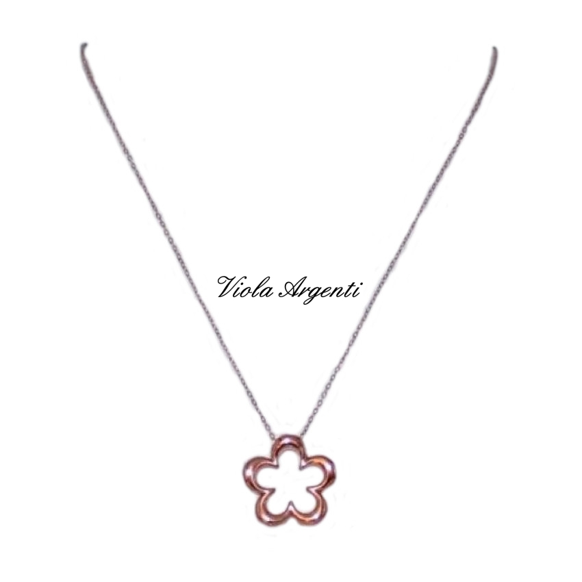 Collana con fiore in oro rosa 18kt di . Argento online