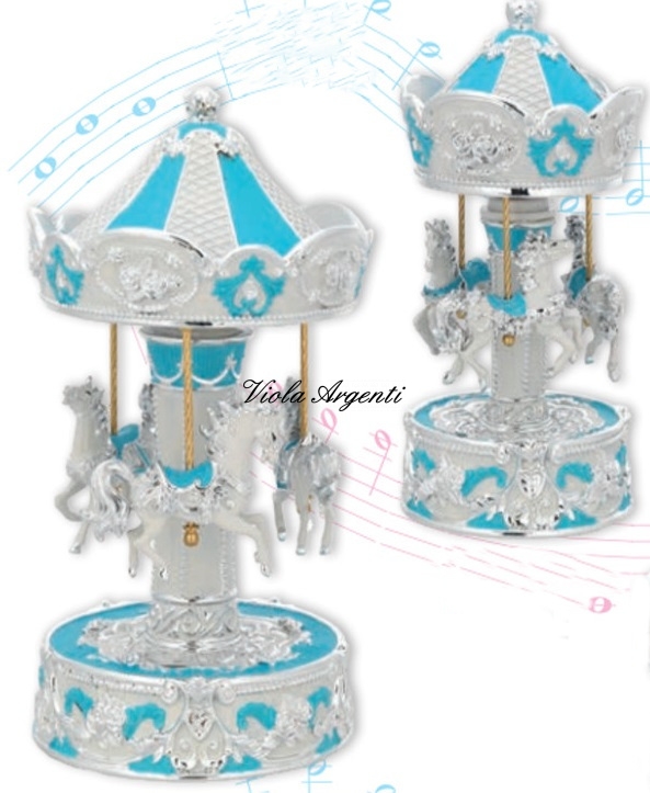 Giostra cavalli azzurra di . Argento online