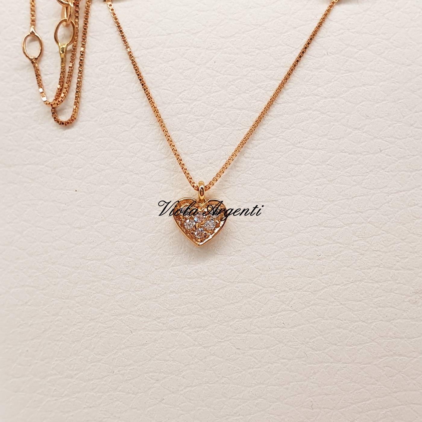 Collana con cuore oro rosa e diamanti di . Argento online