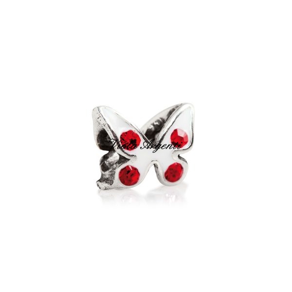 Farfalla swarovski rosso di Tedora. Argento online