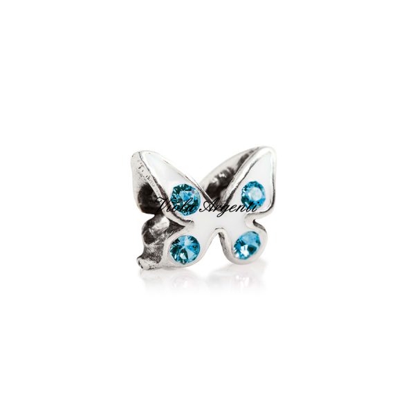 Farfalla swarovski azzurro di Tedora. Argento online