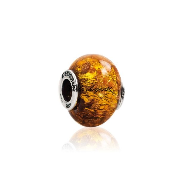 Charm vetro murano luxury amber di Tedora. Argento online