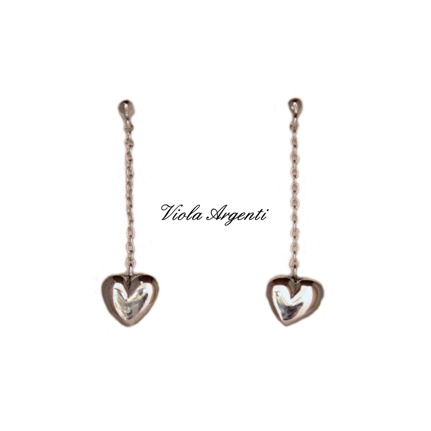 Orecchini lunghi cuore in oro bianco 18kt di . Argento online