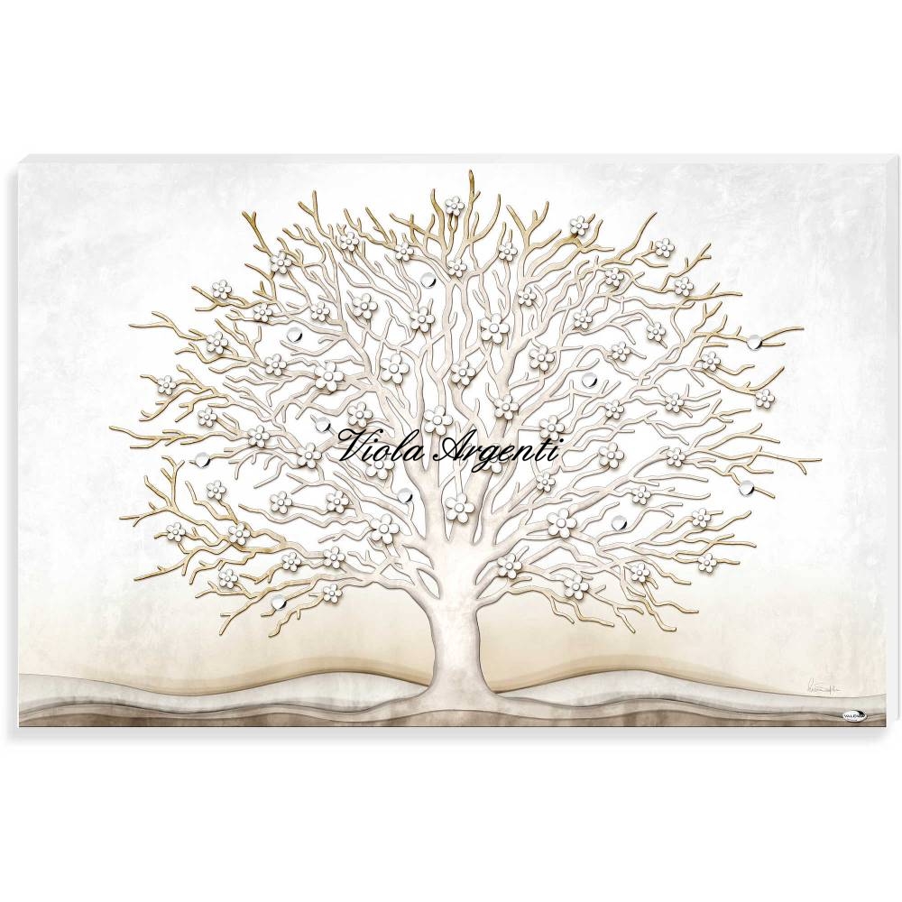 Quadro Albero Fiorito di . Argento online