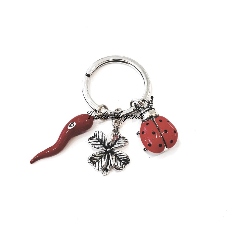 Portachiavi smalto scaramantico di . Argento online