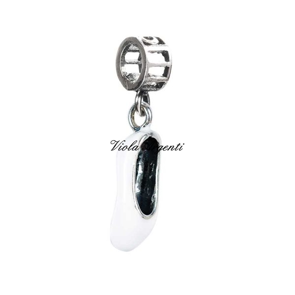 Charm pendente scarpetta bianco di Tedora. Argento online