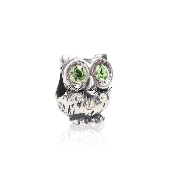 Charm gufo swarovski verde di Tedora. Argento online