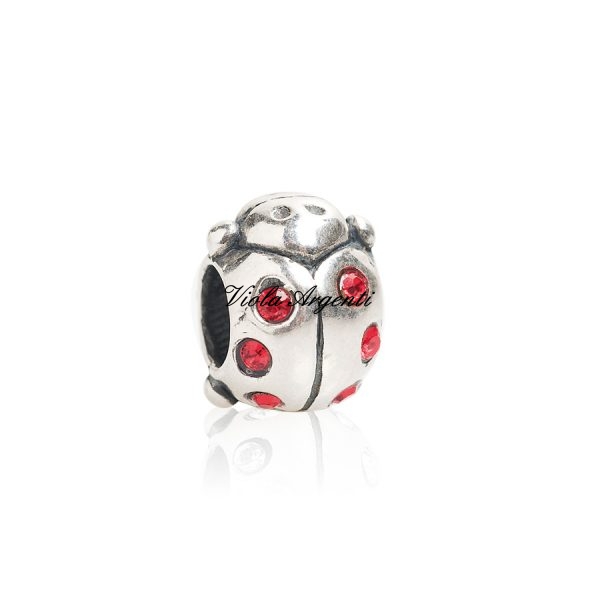 Coccinella swarovski rosso di Tedora. Argento online