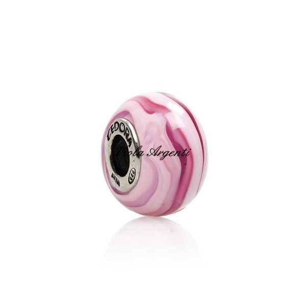 Charm vetro murano variante in rosa di Tedora. Argento online