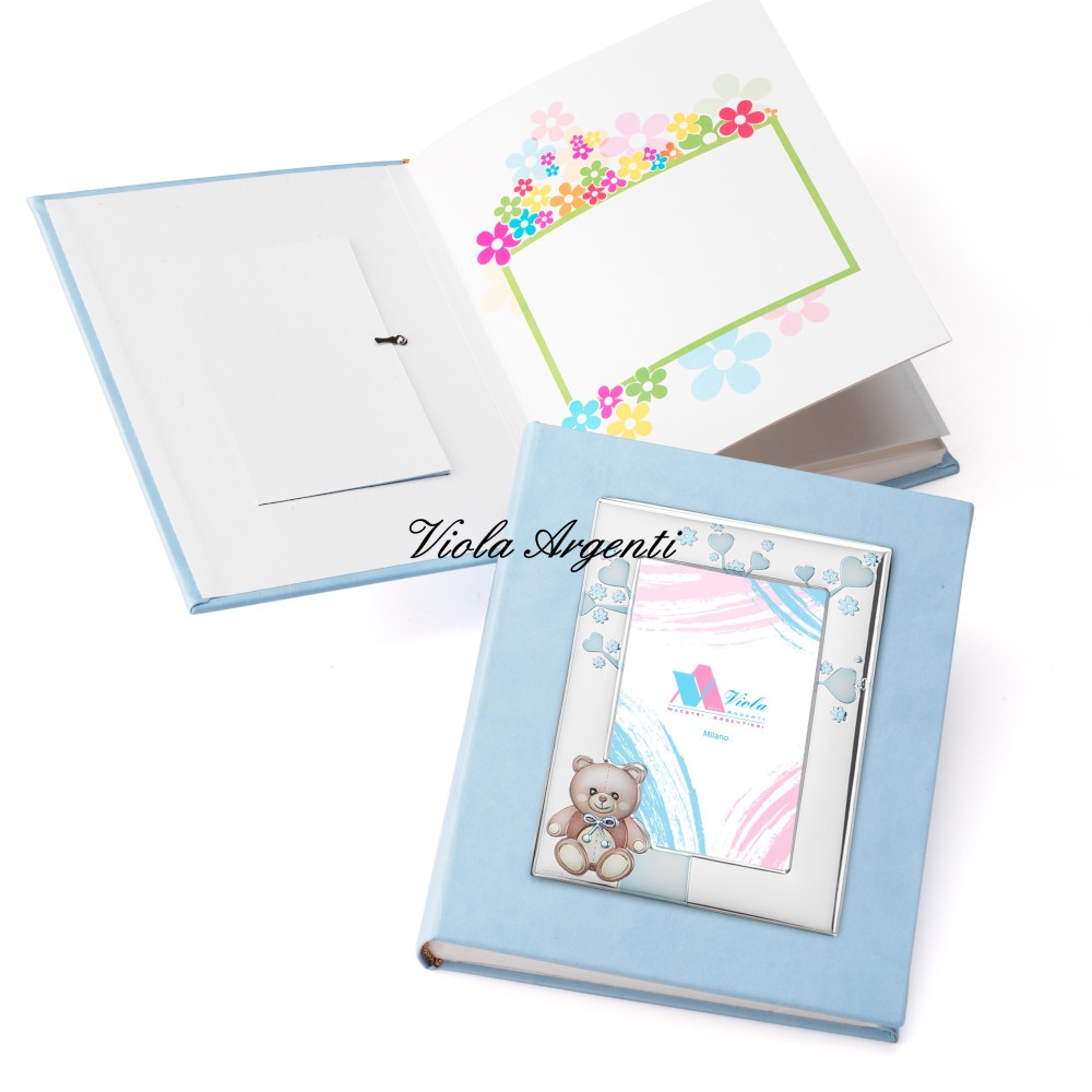 Album con cornice orsetto azzurro di . Argento online