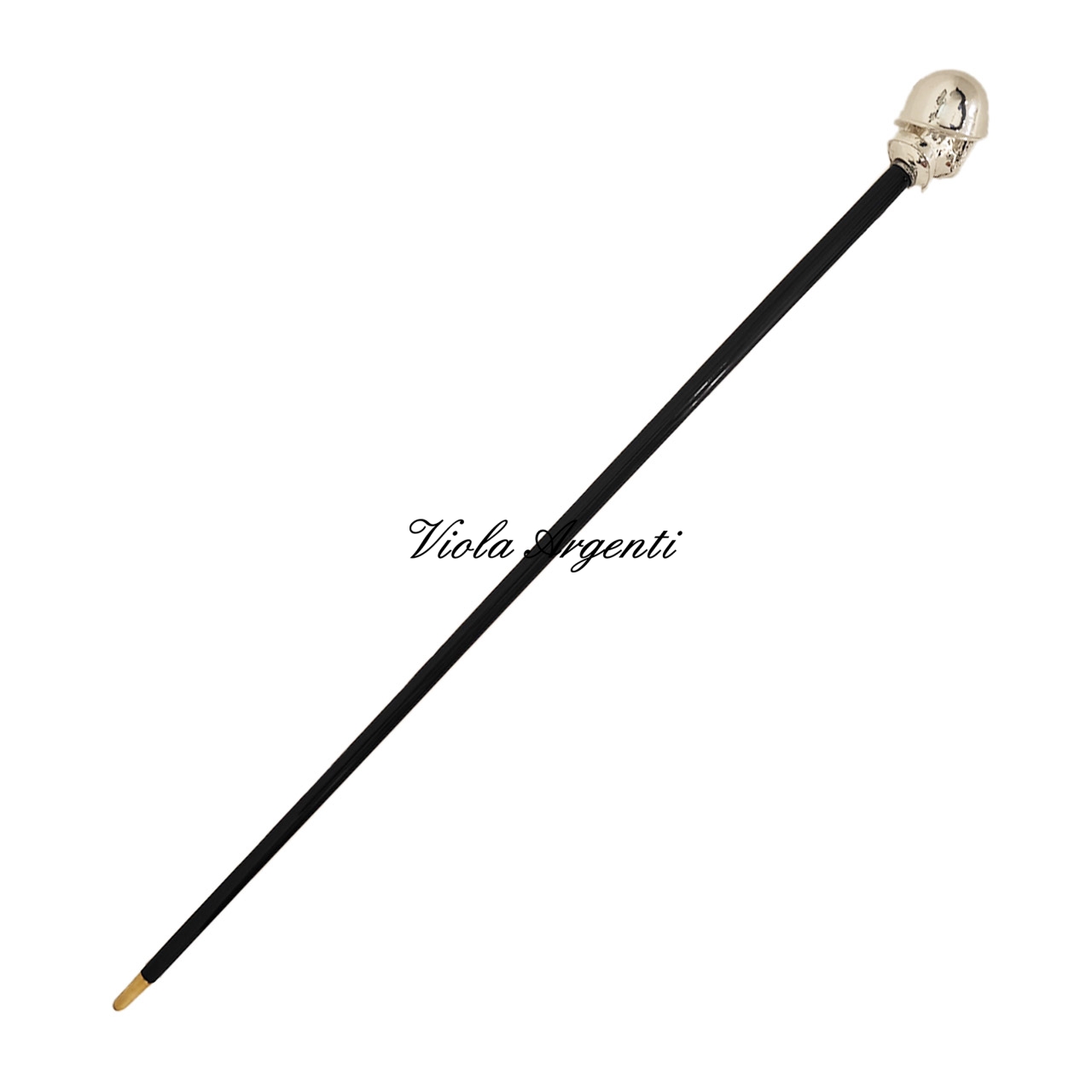 Bastone con testa Mussolini di . Argento online