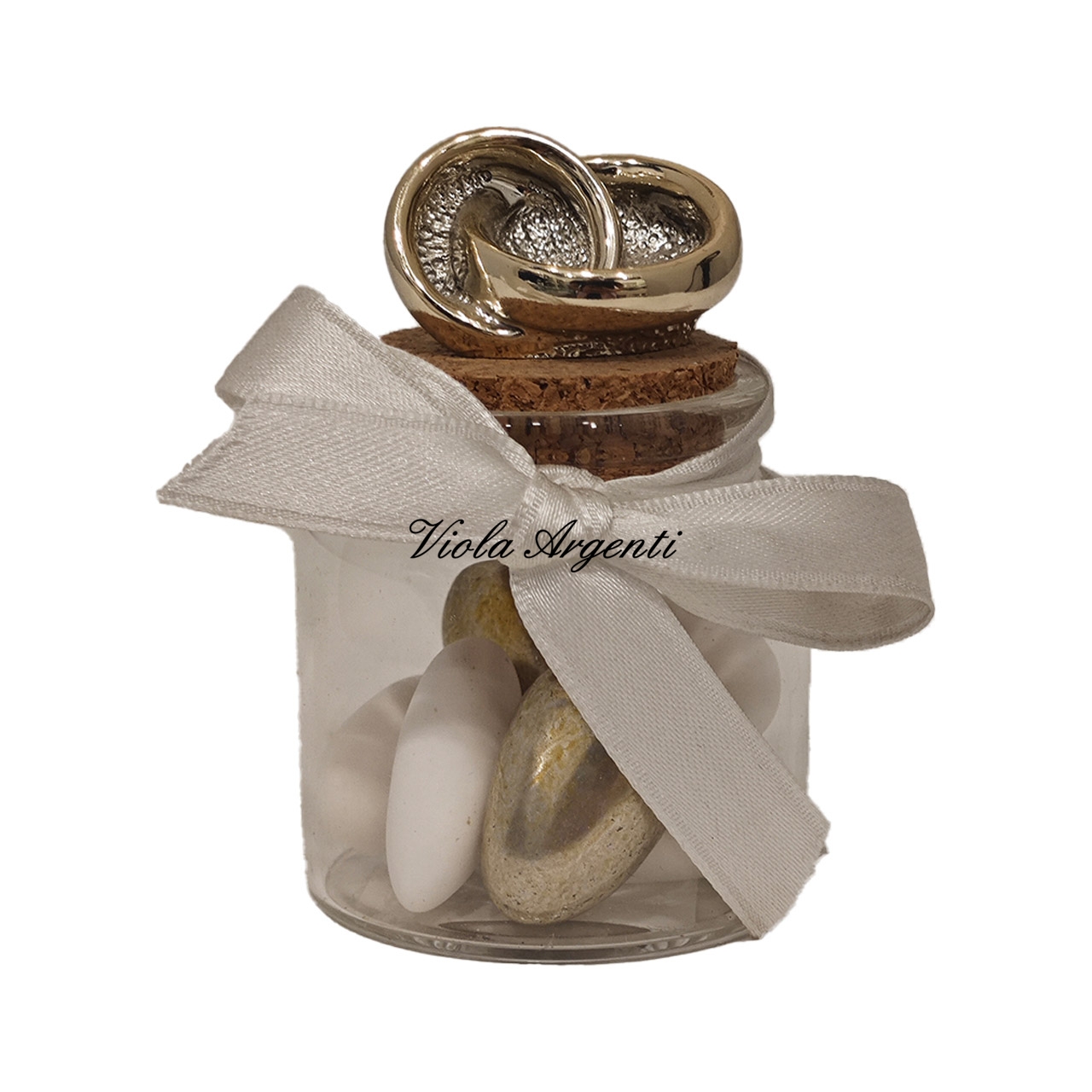 Bomboniera con fedi color oro di . Argento online
