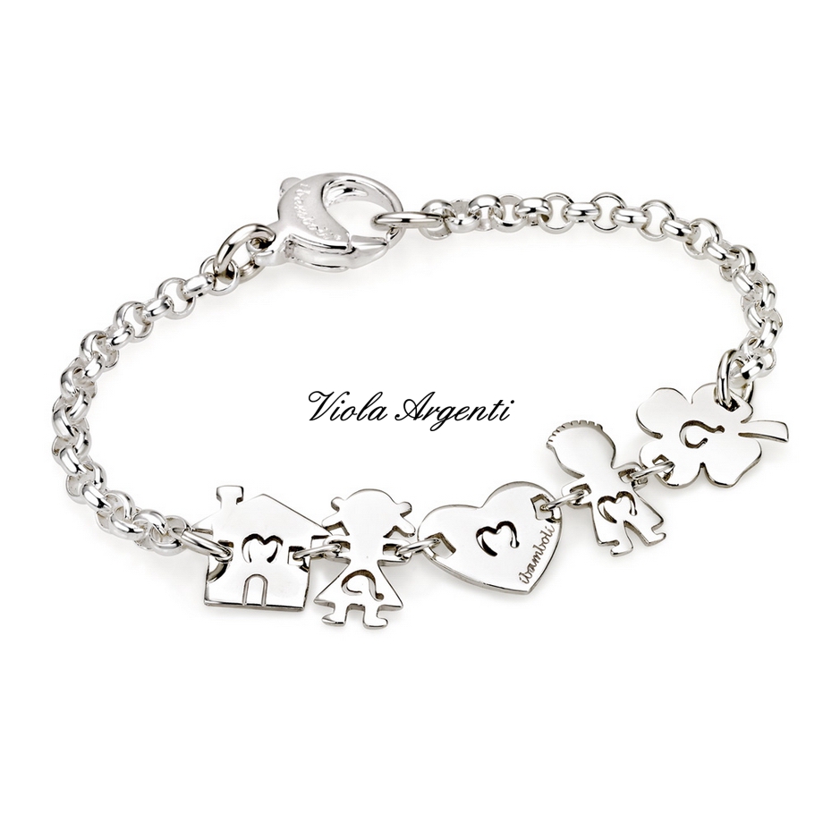Bracciale MAMMA ipiccolini su catena rolò in argento 925°°° di ibamboli. Argento online